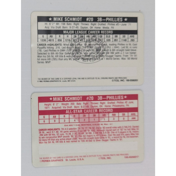 Mike Schmidt Philadelphia Phillies Credit Card Assorted Lot of 8 - Picture 7 of 9